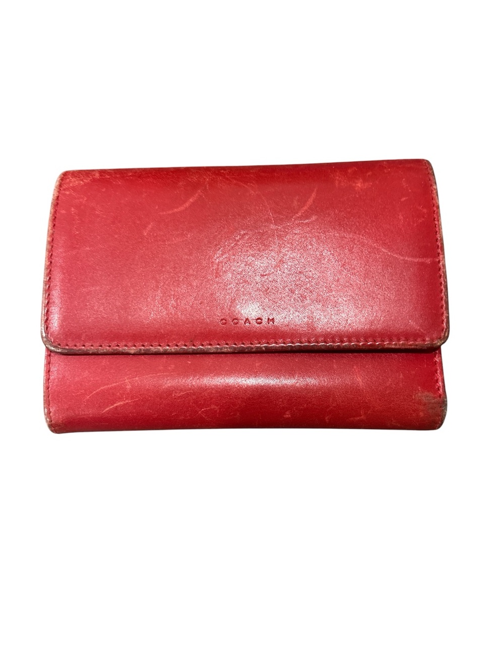 Coach Red Glove Leather Vintage Compact Wallet GUVC - Picture 1 of 15